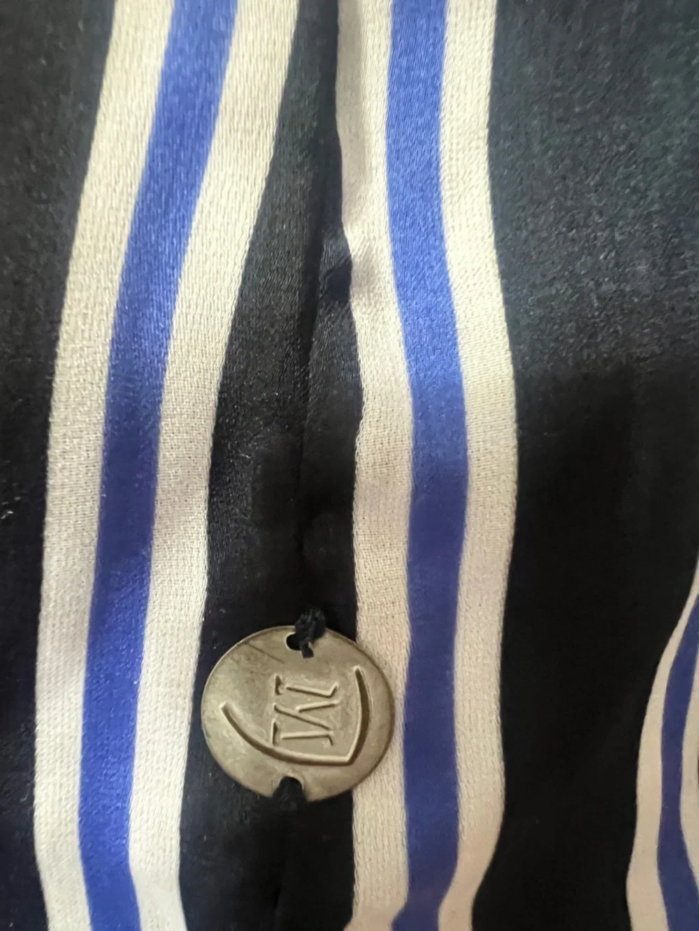 Milano Black, White and Blue Vertical Stripe Shirt - Picture 4 of 6